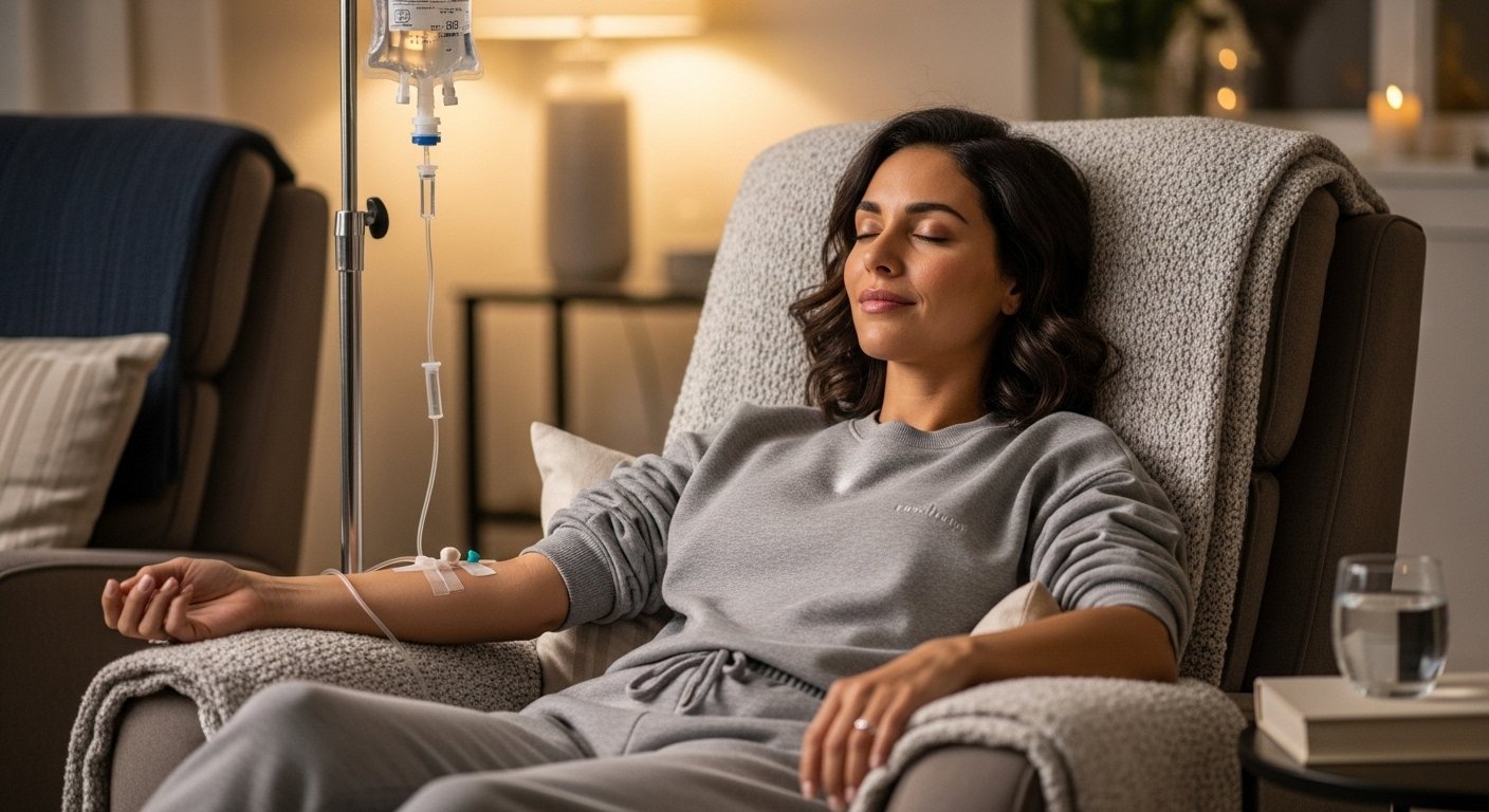 Licensed nurse administering mobile IV hydration therapy in Pasadena